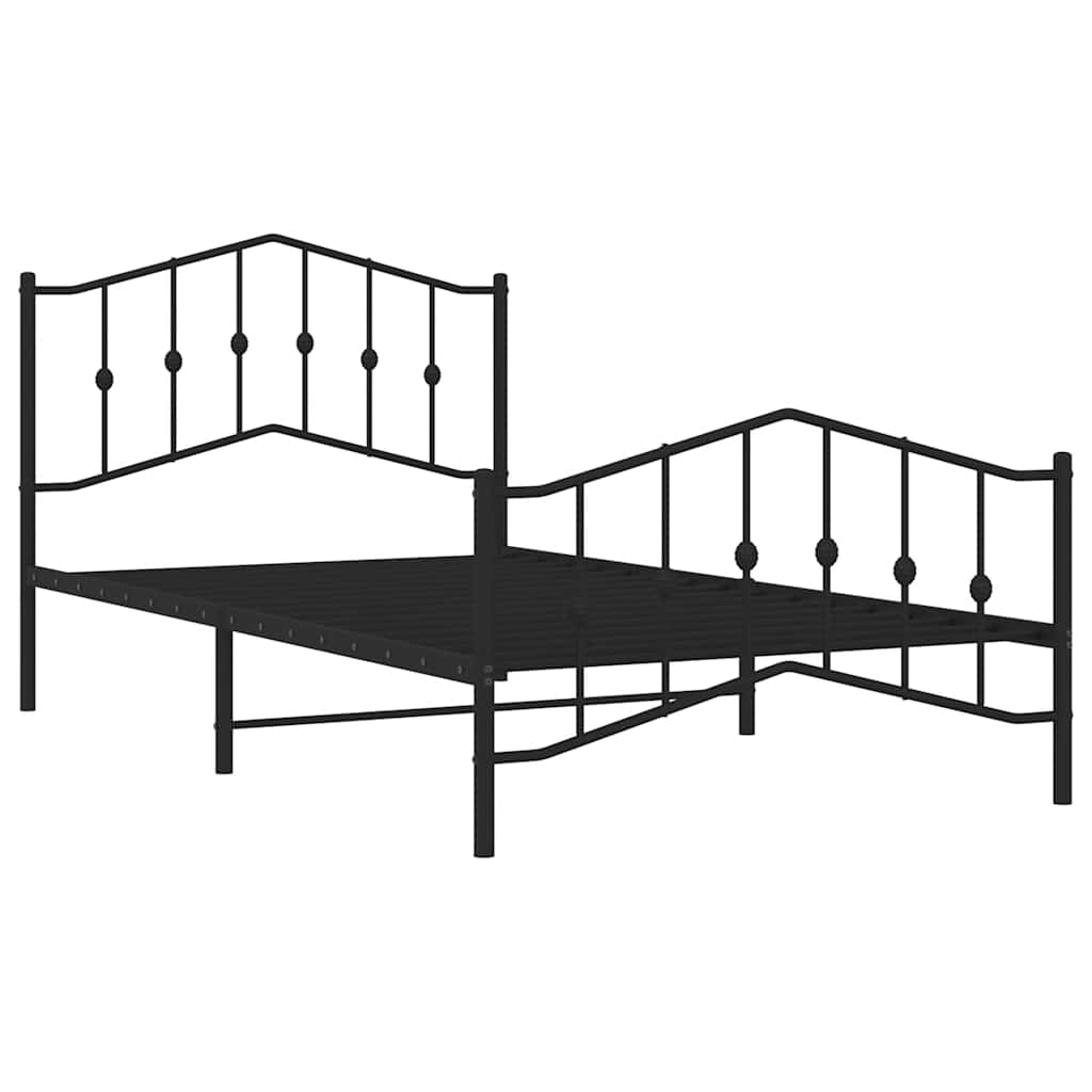 Metalni okvir kreveta s uzglavljem i podnožjem crni 107x203 cm
