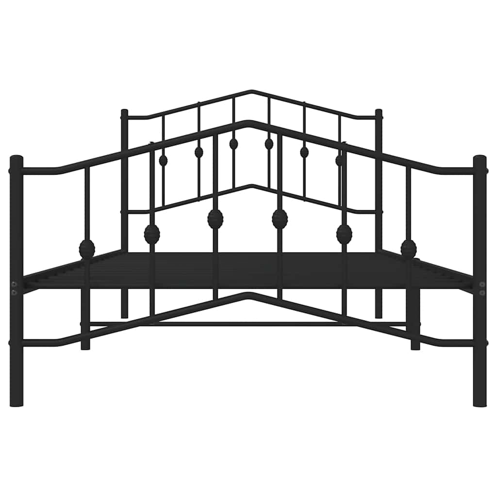 Metalni okvir kreveta s uzglavljem i podnožjem crni 107x203 cm