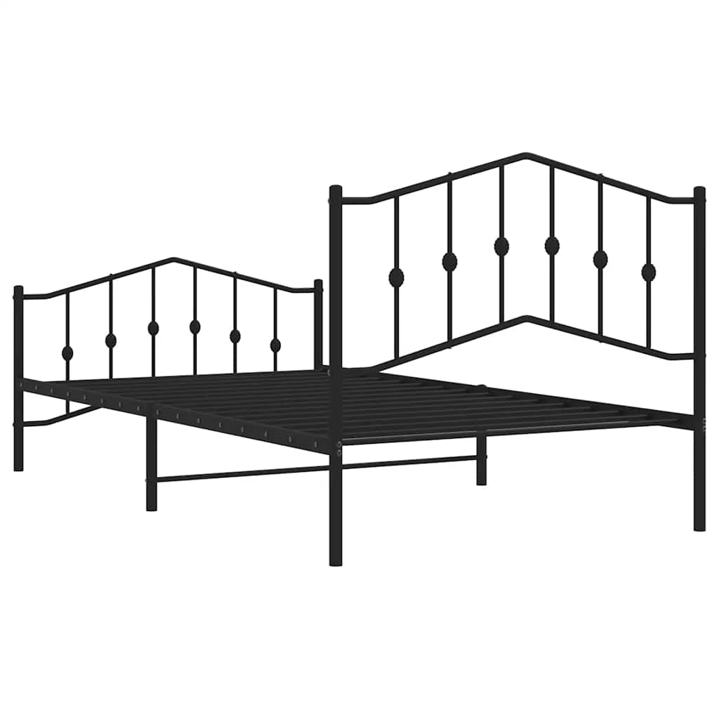 Metalni okvir kreveta s uzglavljem i podnožjem crni 107x203 cm