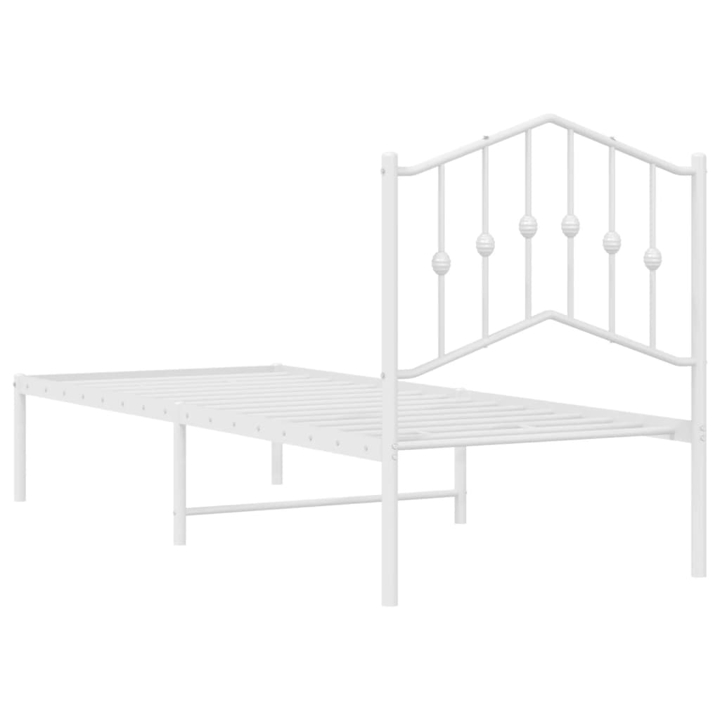 Metalni okvir krevet bez madraca s uzglavljem bijeli 75x190 cm
