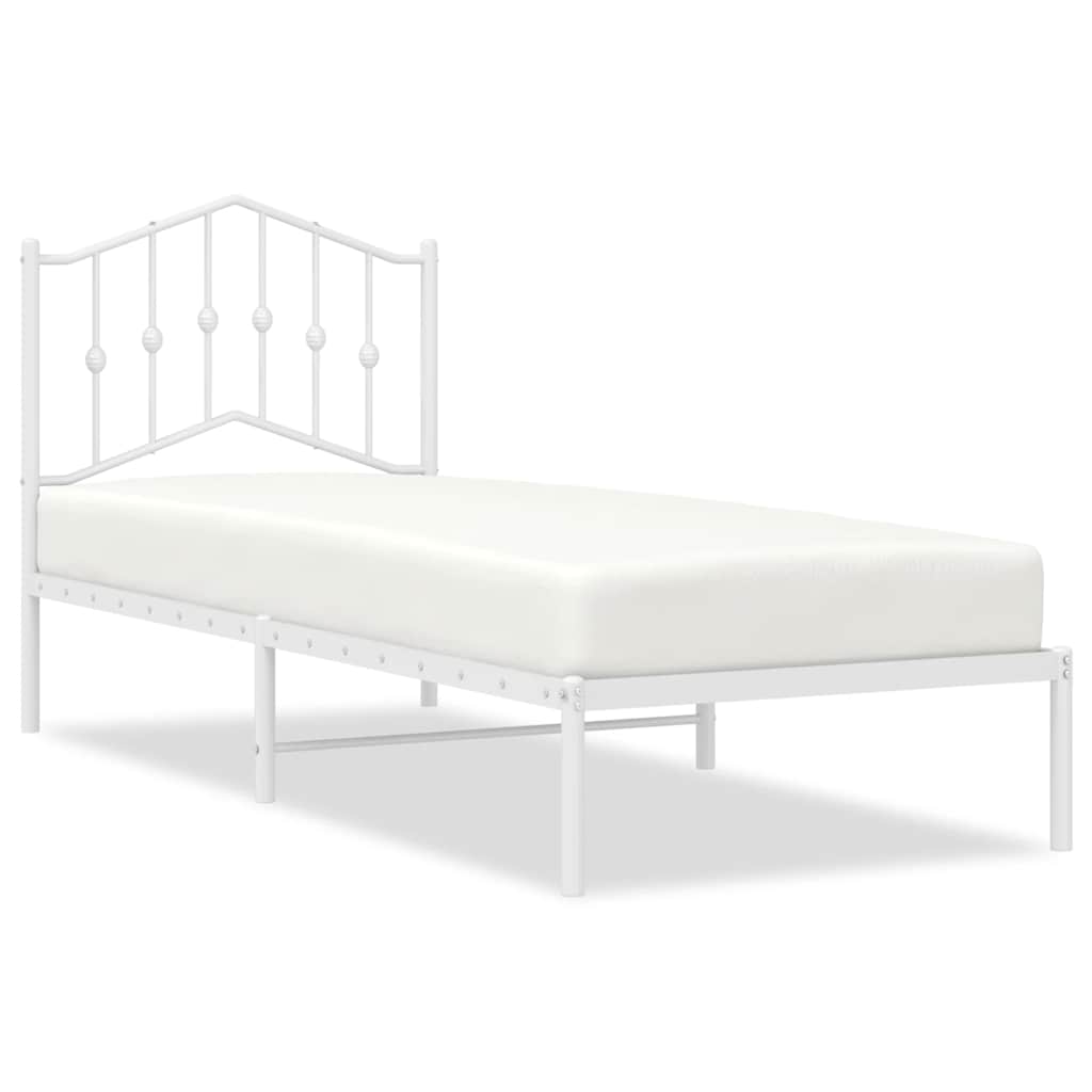 Metalni okvir za krevet s uzglavljem bijeli 80x200 cm