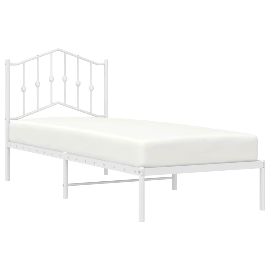 Metalni okvir za krevet s uzglavljem bijeli 80x200 cm