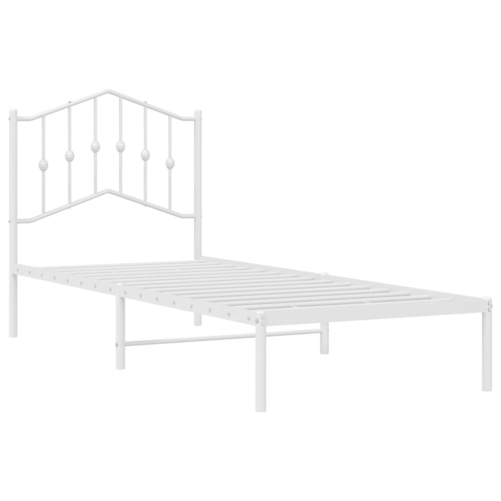 Metalni okvir za krevet s uzglavljem bijeli 80x200 cm