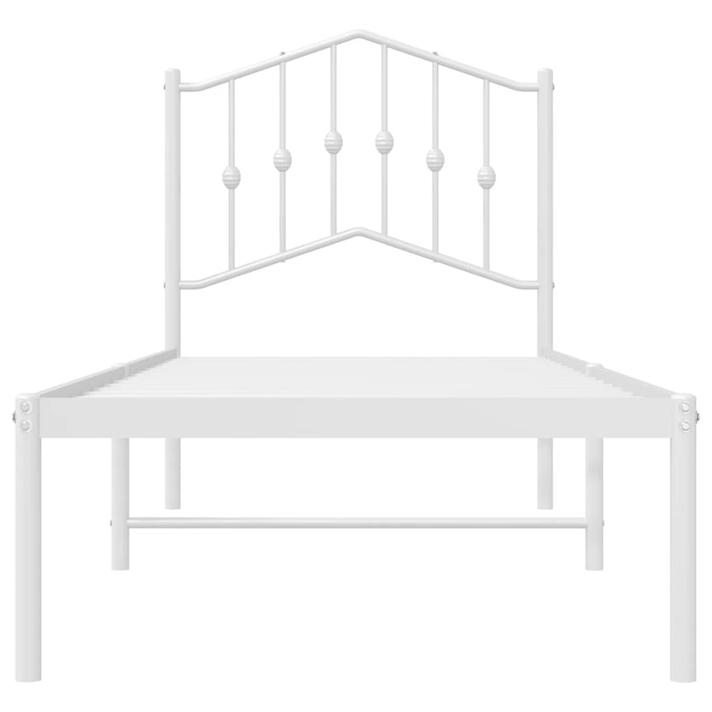 Metalni okvir za krevet s uzglavljem bijeli 80x200 cm