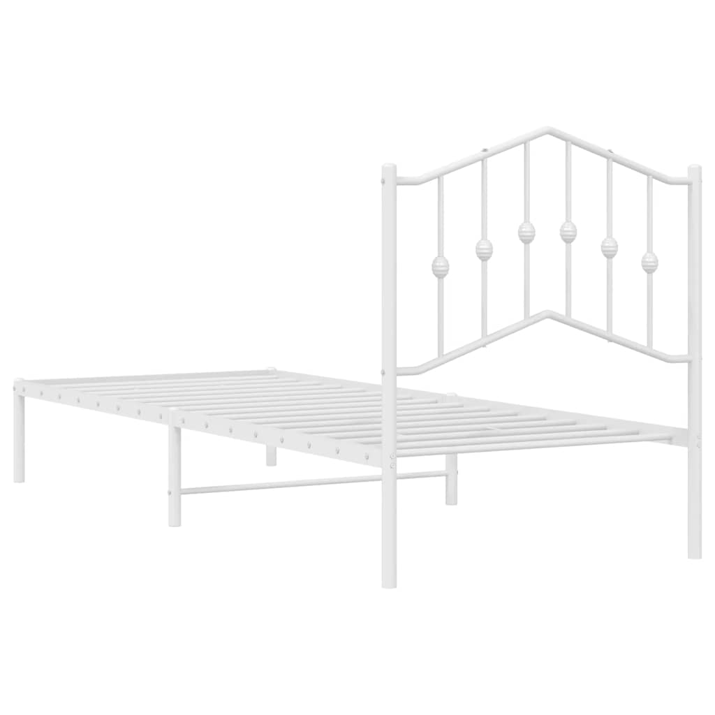 Metalni okvir za krevet s uzglavljem bijeli 80x200 cm