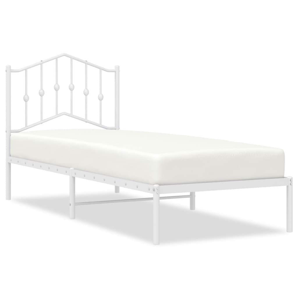 Metalni okvir za krevet s uzglavljem bijeli 90 x 190 cm