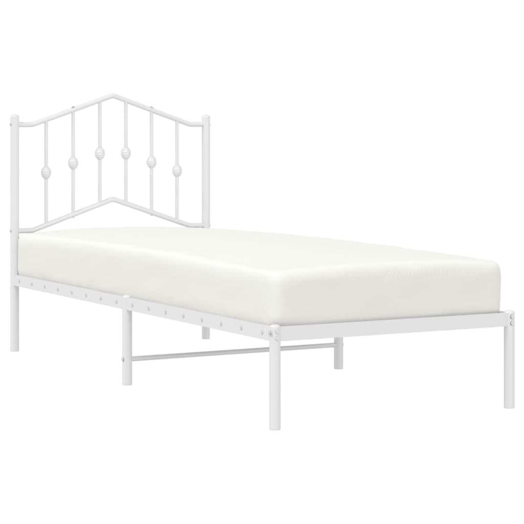 Metalni okvir za krevet s uzglavljem bijeli 90 x 190 cm
