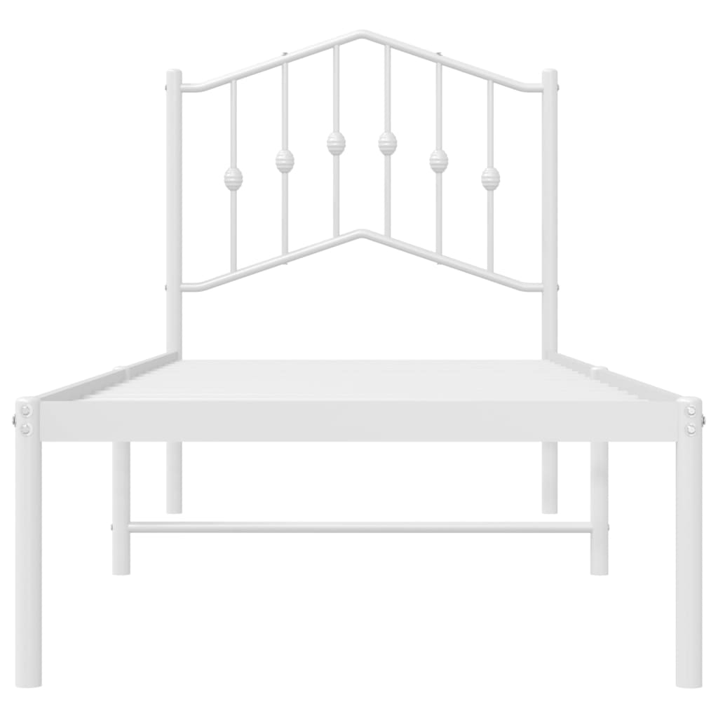 Metalni okvir za krevet s uzglavljem bijeli 90 x 190 cm