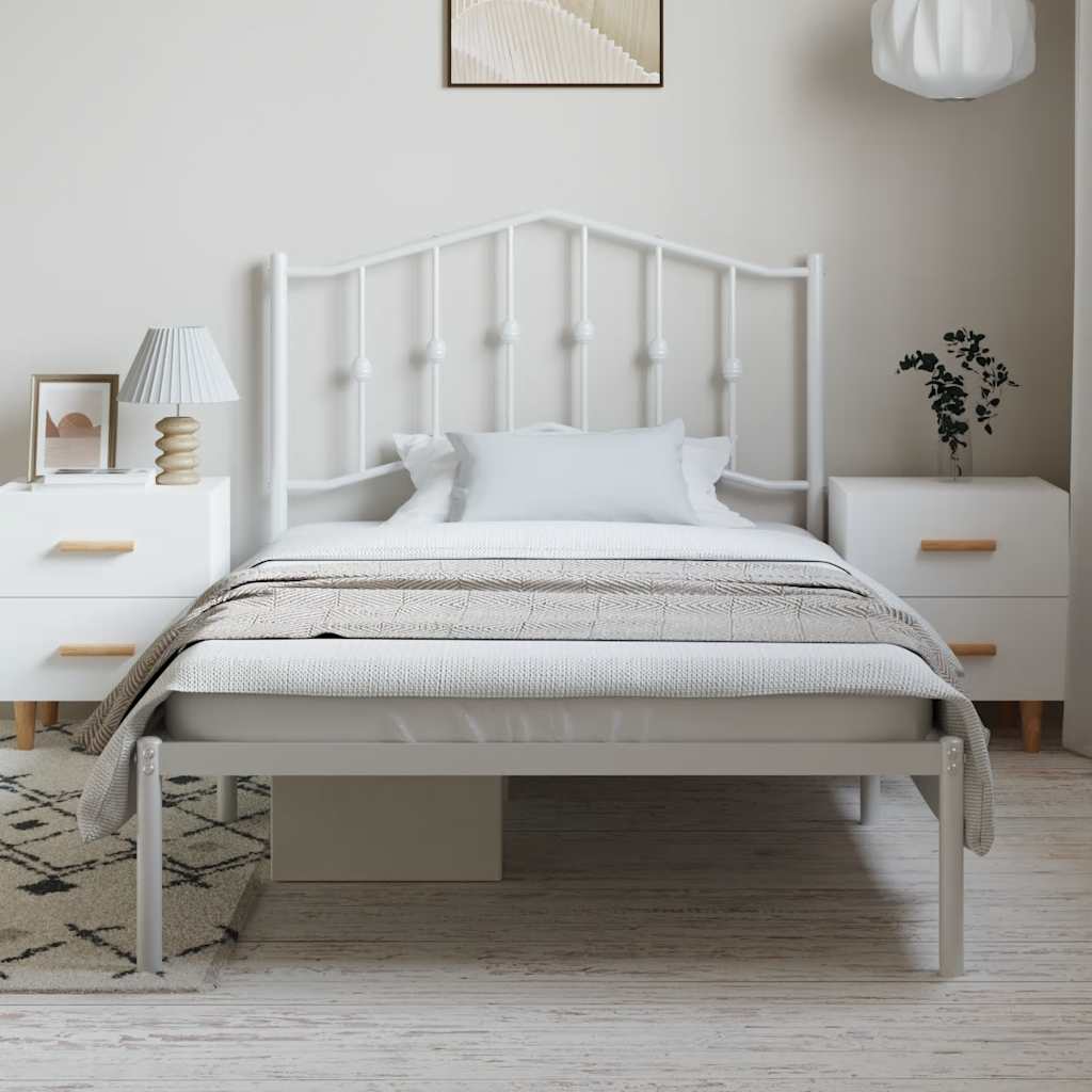 Metalni okvir za krevet s uzglavljem bijeli 100x190 cm