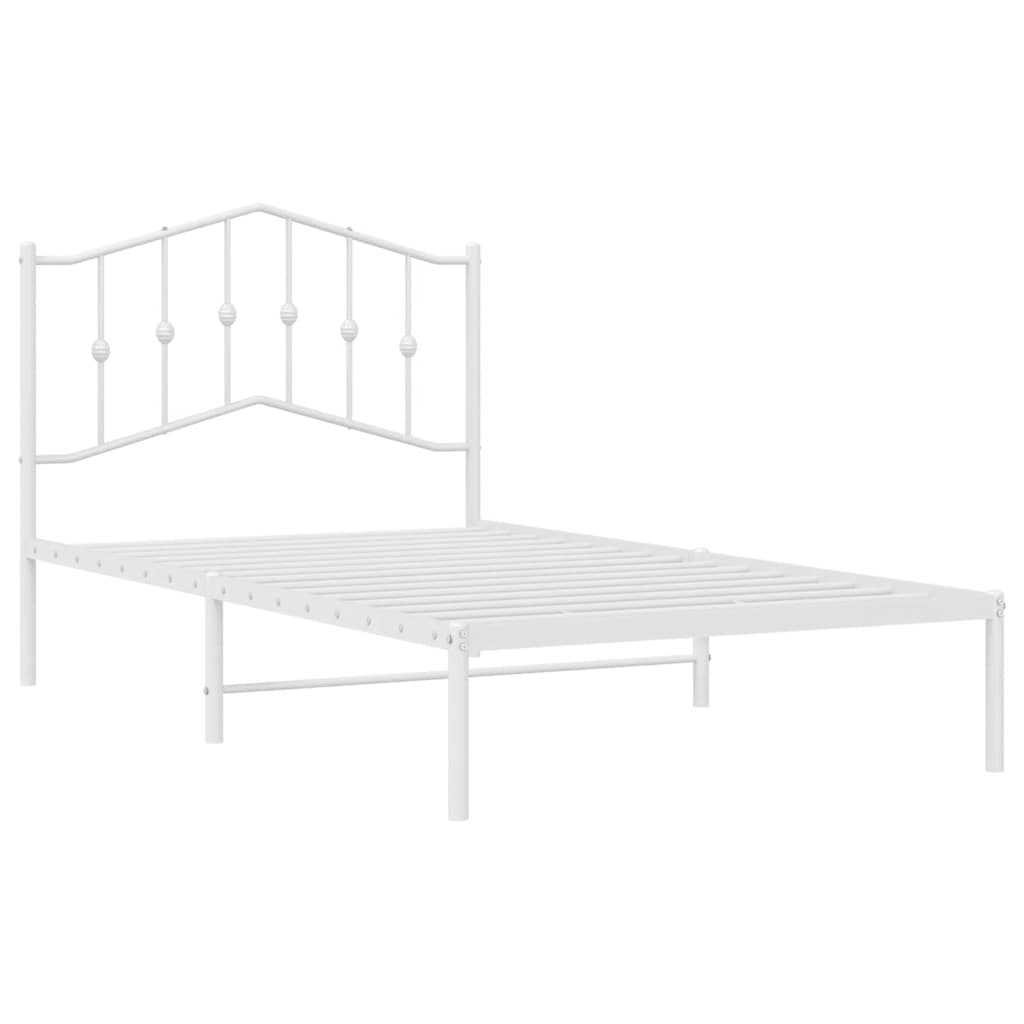 Metalni okvir za krevet s uzglavljem bijeli 100x190 cm