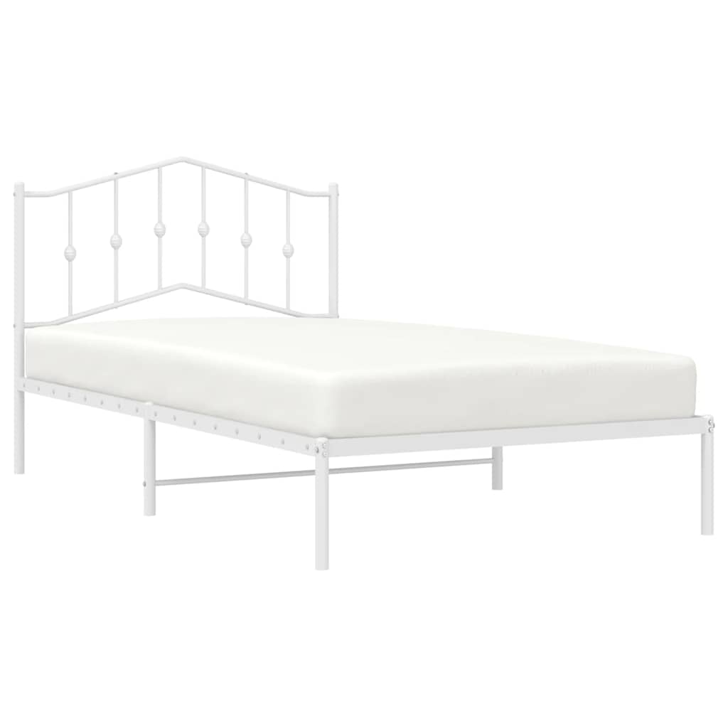 Metalni okvir za krevet s uzglavljem bijeli 100x200 cm