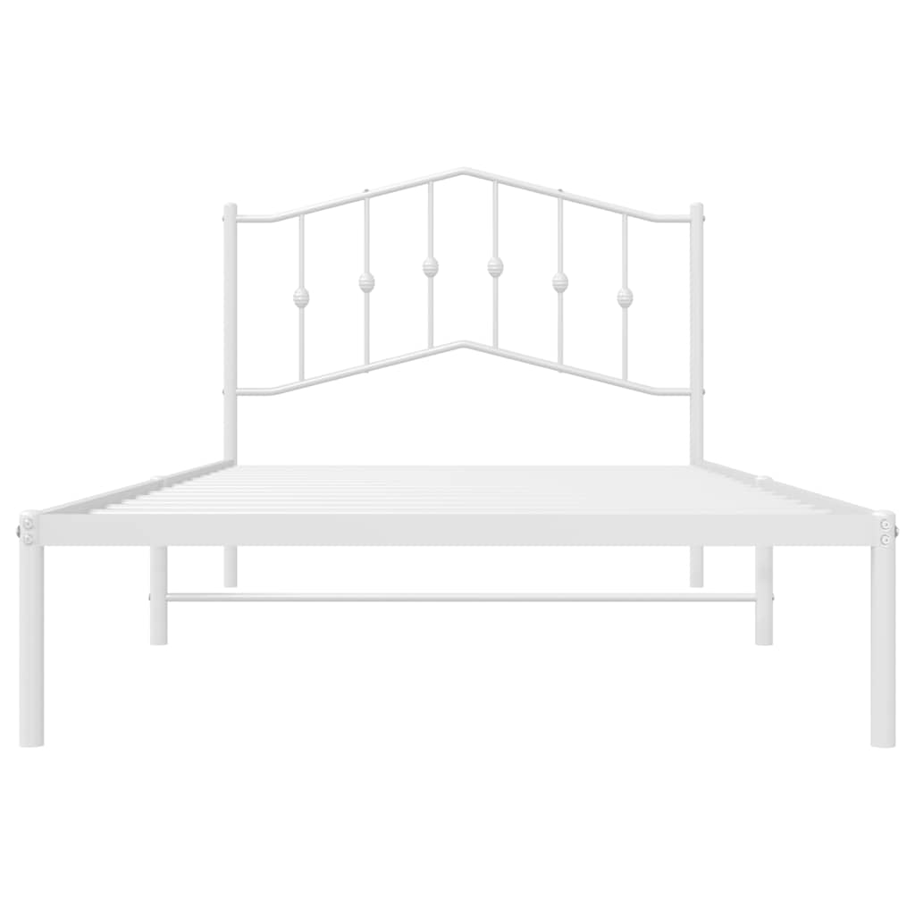 Metalni okvir za krevet s uzglavljem bijeli 100x200 cm