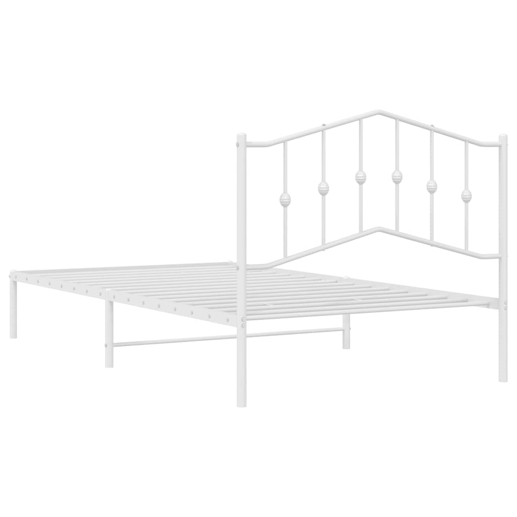 Metalni okvir za krevet s uzglavljem bijeli 100x200 cm