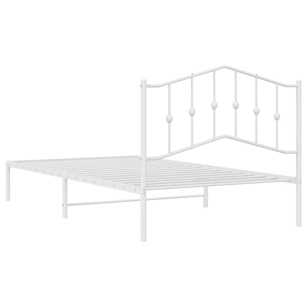 Metalni okvir za krevet s uzglavljem bijeli 100x200 cm