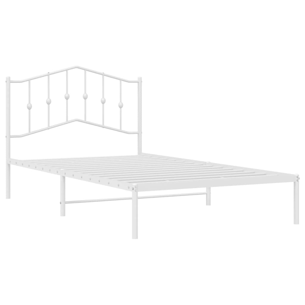 Metalni okvir za krevet s uzglavljem bijeli 107x203 cm