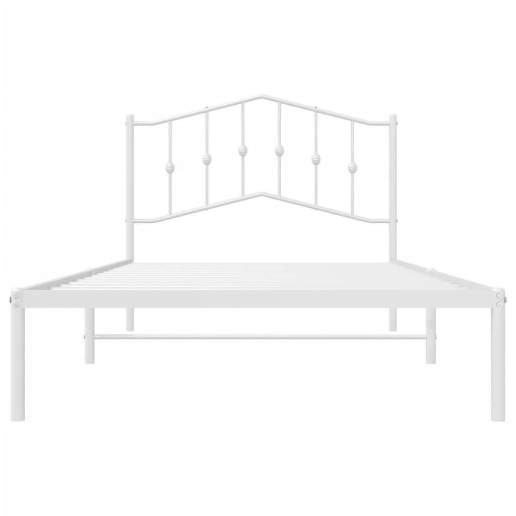 Metalni okvir za krevet s uzglavljem bijeli 107x203 cm
