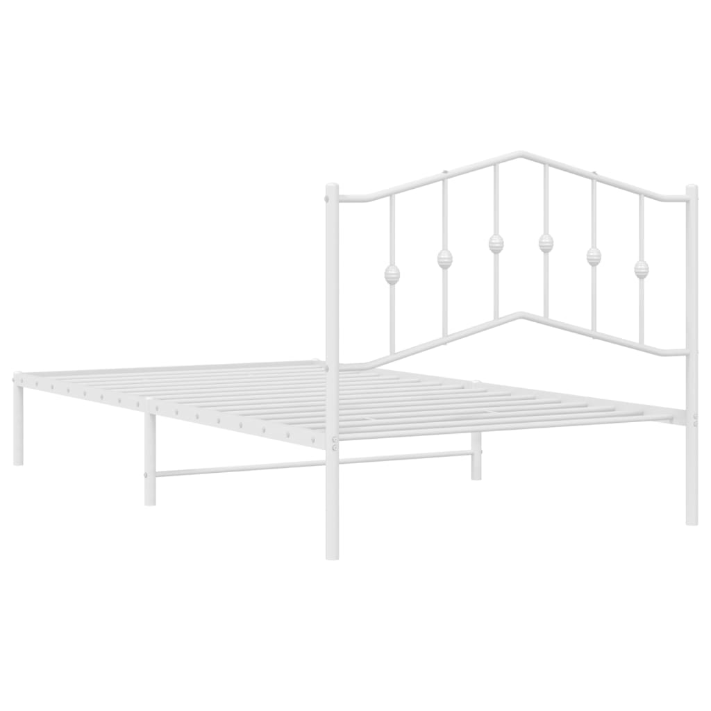 Metalni okvir za krevet s uzglavljem bijeli 107x203 cm