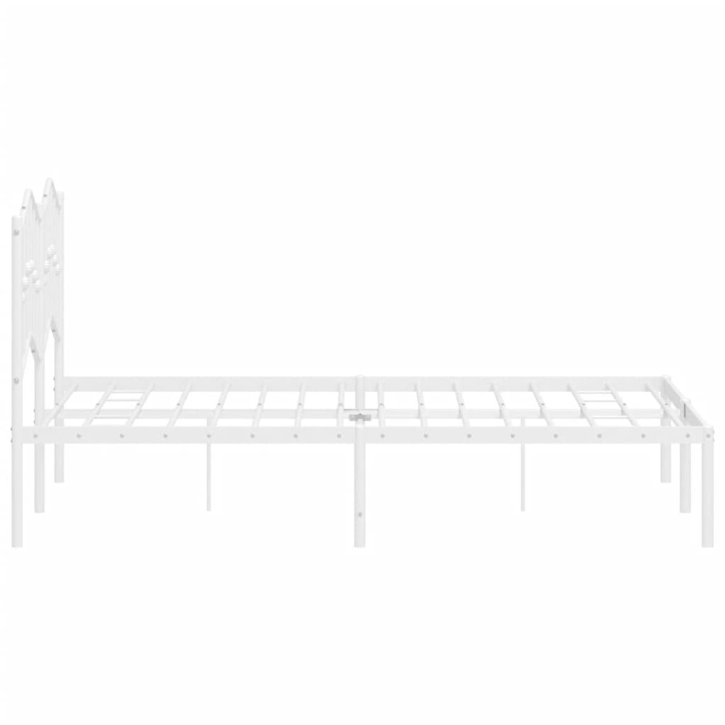 Metalni okvir za krevet s uzglavljem bijeli 120 x 190 cm