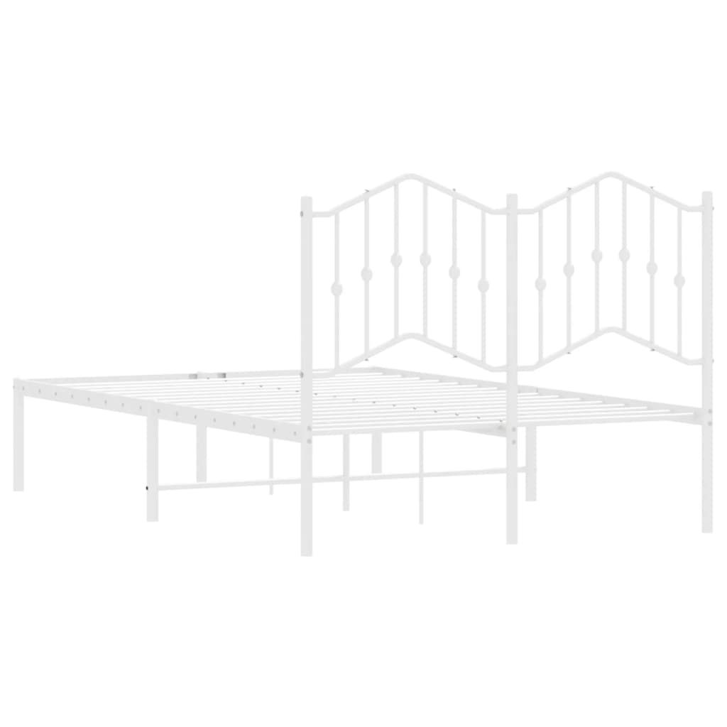 Metalni okvir za krevet s uzglavljem bijeli 120 x 190 cm