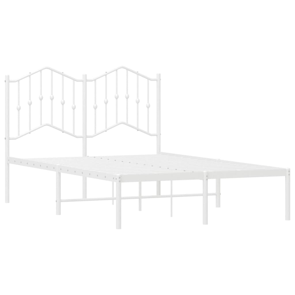 Metalni okvir za krevet s uzglavljem bijeli 120x200 cm