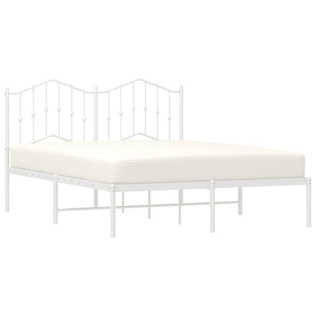 Metalni okvir za krevet s uzglavljem bijeli 135x190 cm