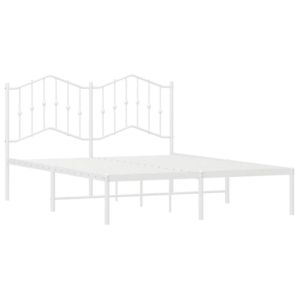 Metalni okvir za krevet s uzglavljem bijeli 135x190 cm