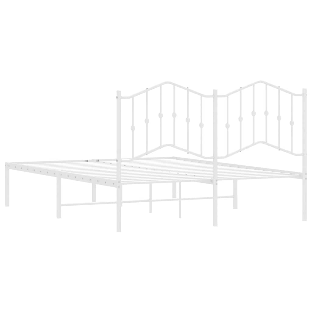 Metalni okvir za krevet s uzglavljem bijeli 135x190 cm