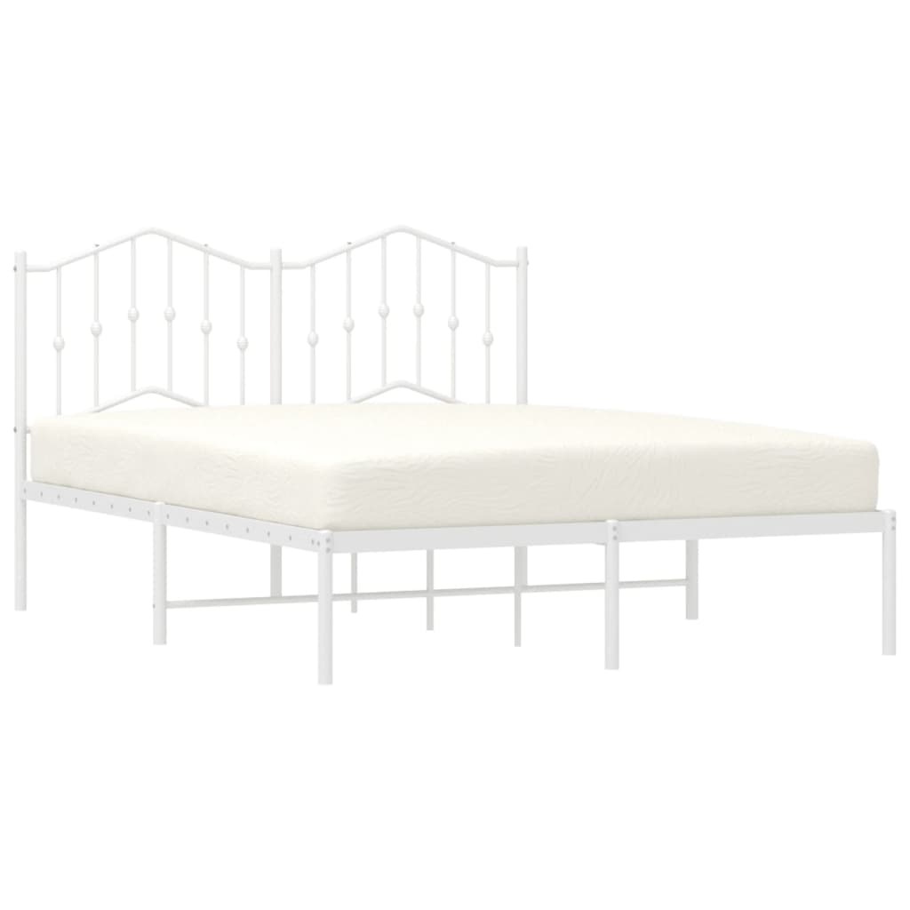 Metalni okvir za krevet s uzglavljem bijeli 140 x 190 cm