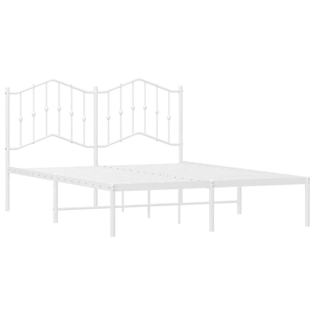 Metalni okvir za krevet s uzglavljem bijeli 150x200 cm