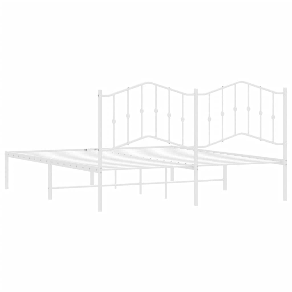 Metalni okvir za krevet s uzglavljem bijeli 160x200 cm