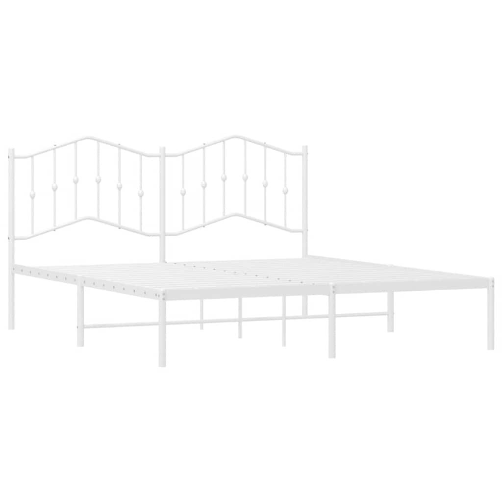 Metalni okvir za krevet s uzglavljem bijeli 180x200 cm