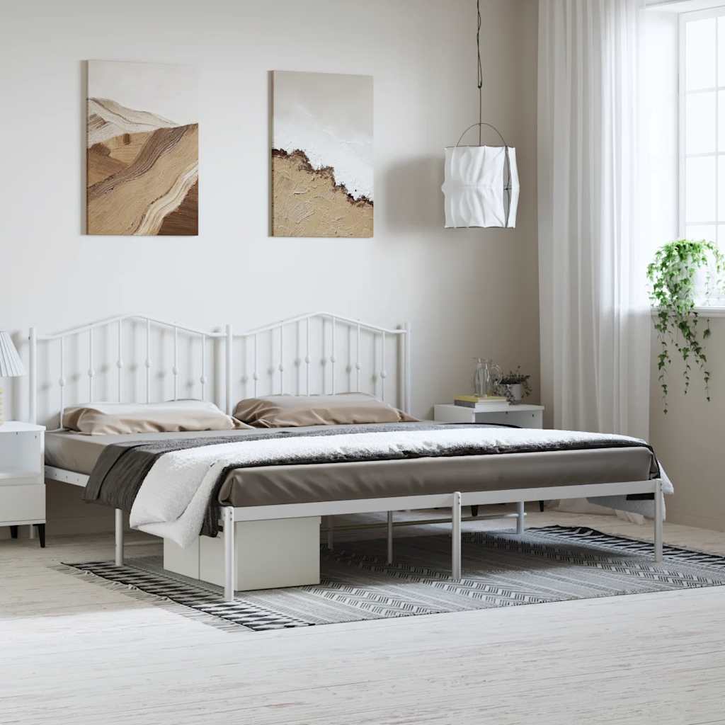 Metalni okvir za krevet s uzglavljem bijeli 193x203 cm