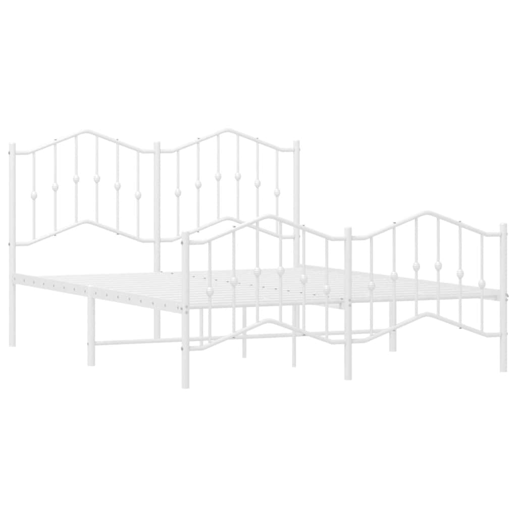 Metalni okvir kreveta uzglavlje i podnožje bijeli 135 x 190 cm