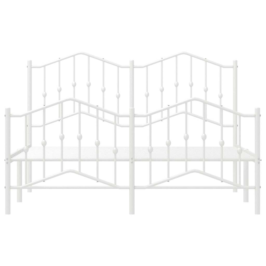 Metalni okvir kreveta uzglavlje i podnožje bijeli 135 x 190 cm