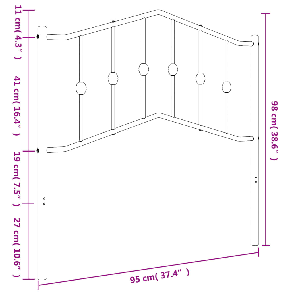 Metalno zamjensko uzglavlje bijelo 90 cm
