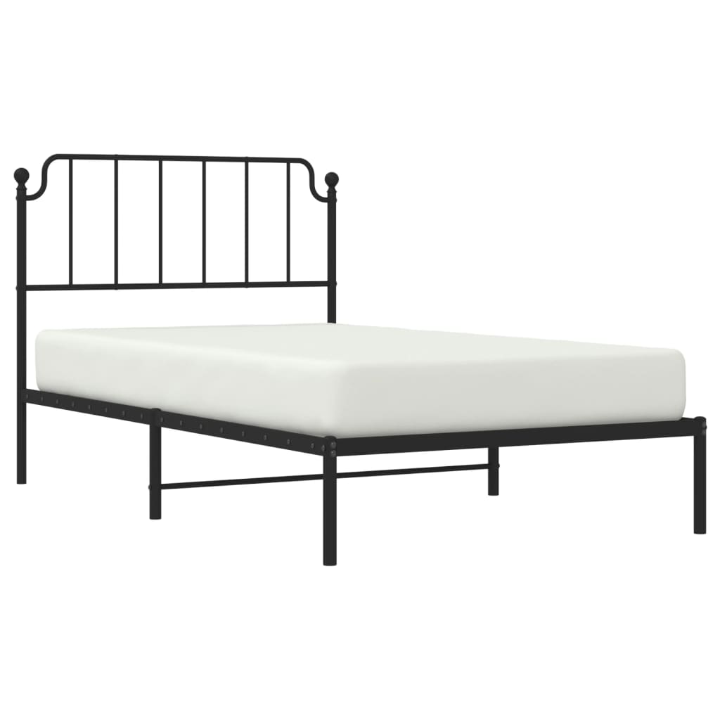 Metalni okvir za krevet s uzglavljem crni 107x203 cm