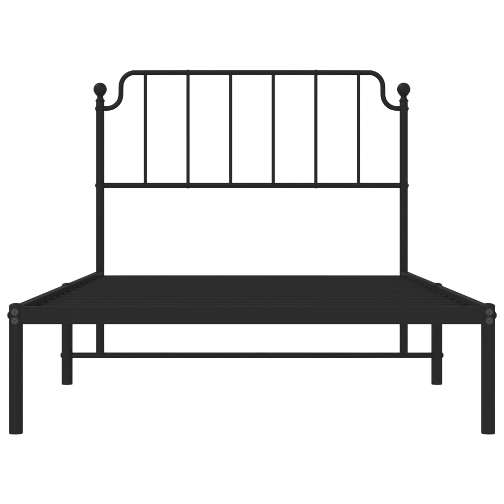 Metalni okvir za krevet s uzglavljem crni 107x203 cm
