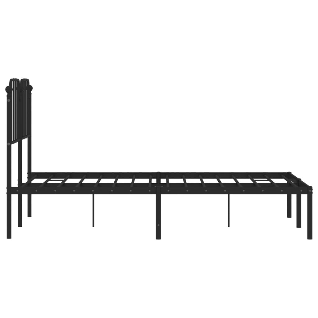 Metalni okvir za krevet s uzglavljem crni 120x190 cm