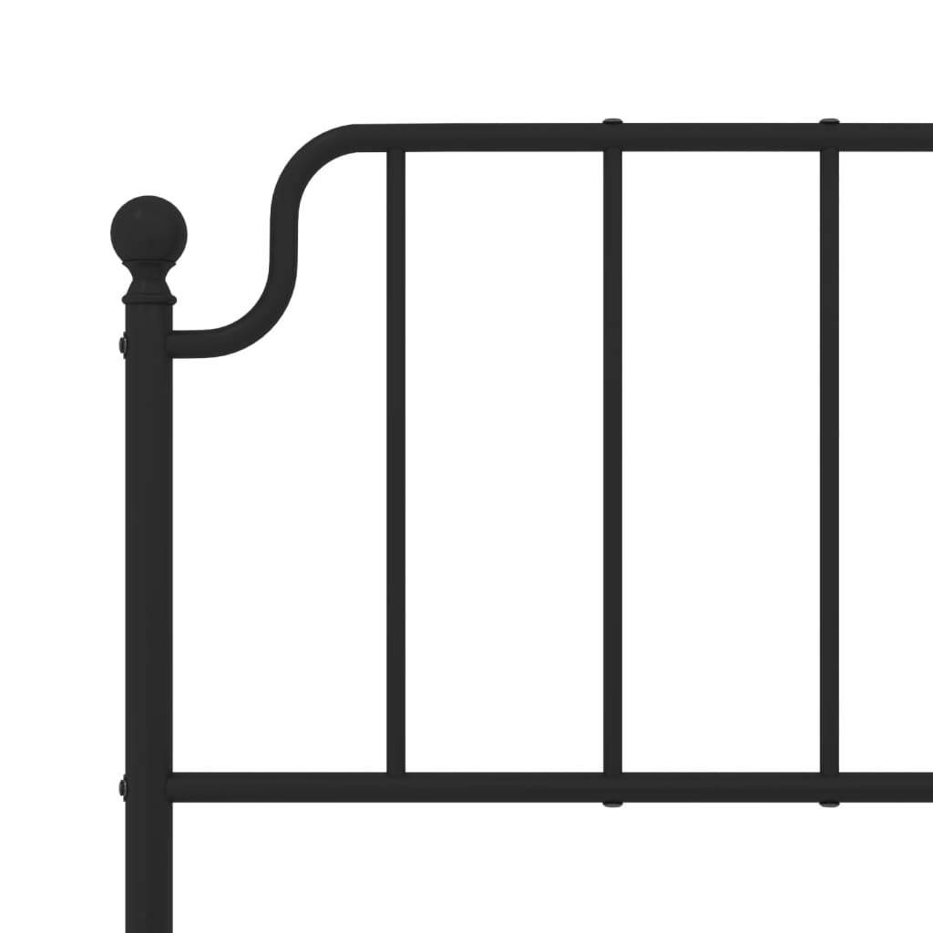 Metalni okvir za krevet s uzglavljem crni 120x190 cm