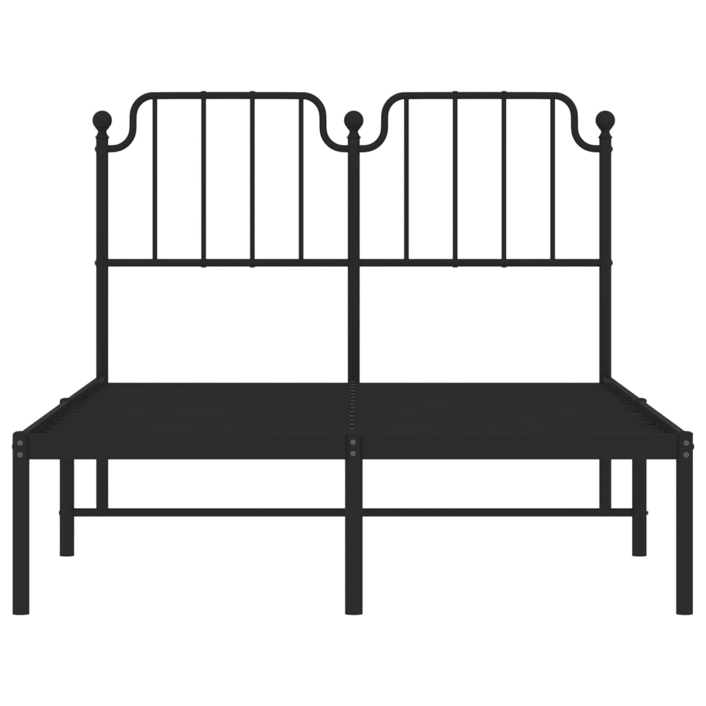 Metalni okvir za krevet s uzglavljem crni 120x200 cm