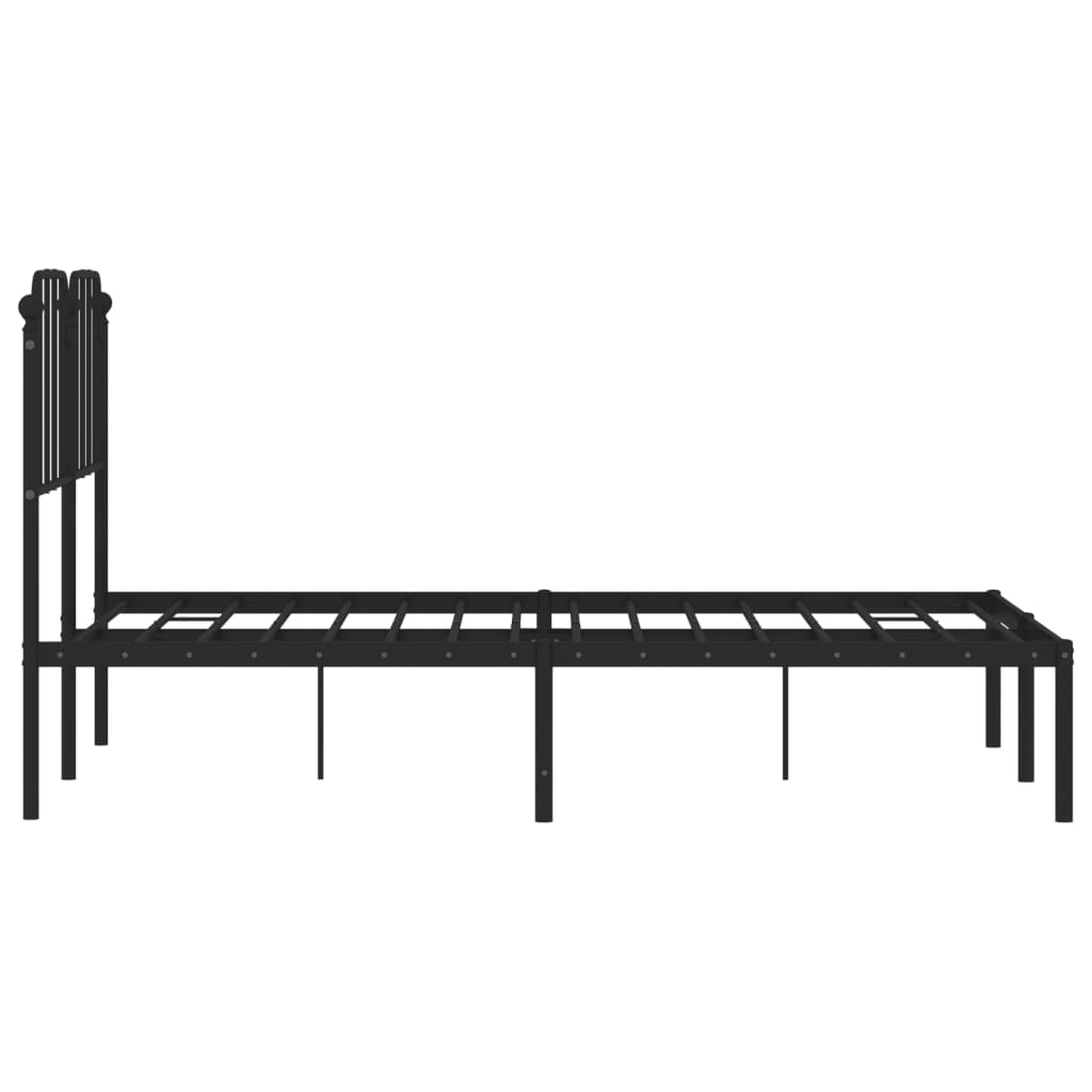 Metalni okvir za krevet s uzglavljem crni 120x200 cm
