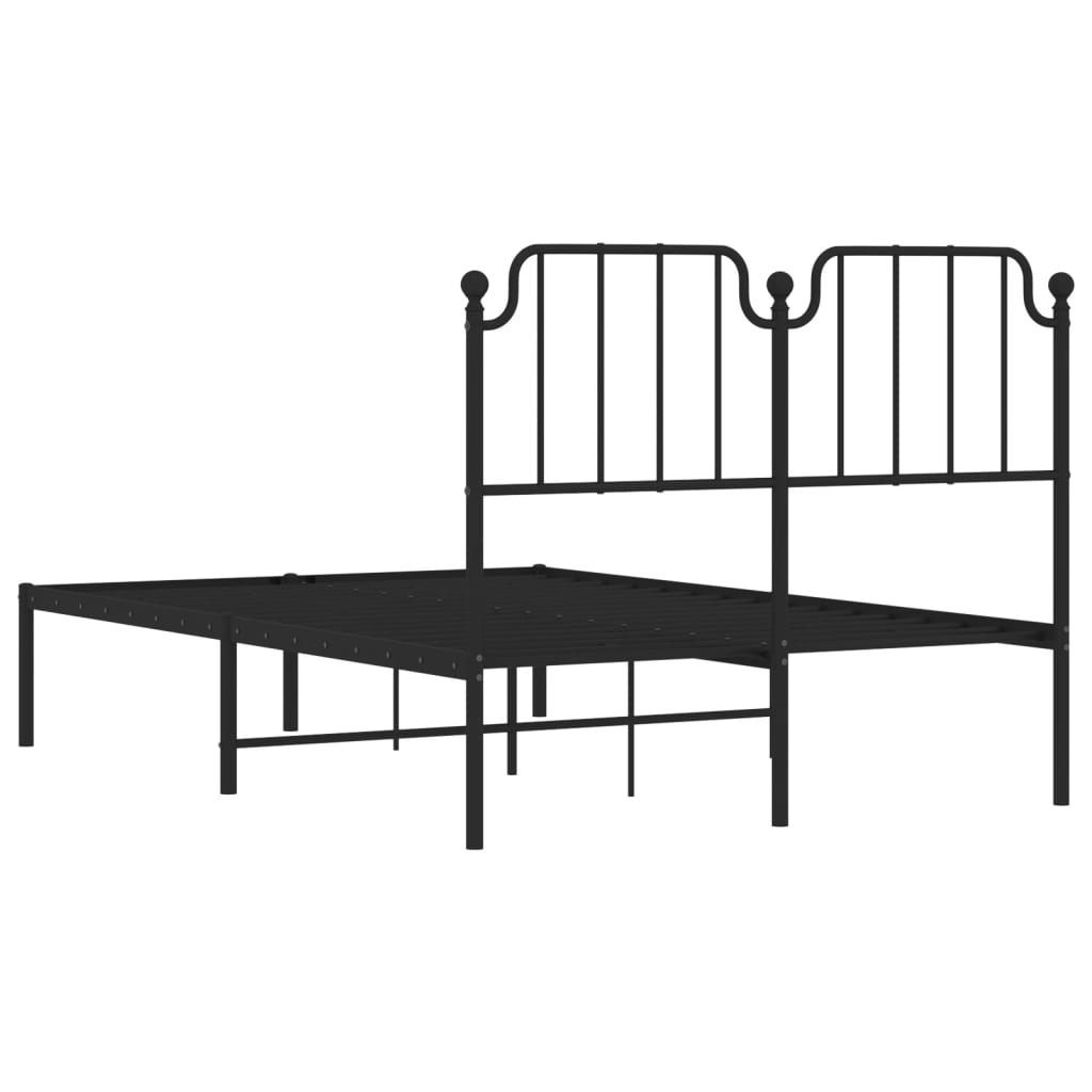 Metalni okvir za krevet s uzglavljem crni 120x200 cm