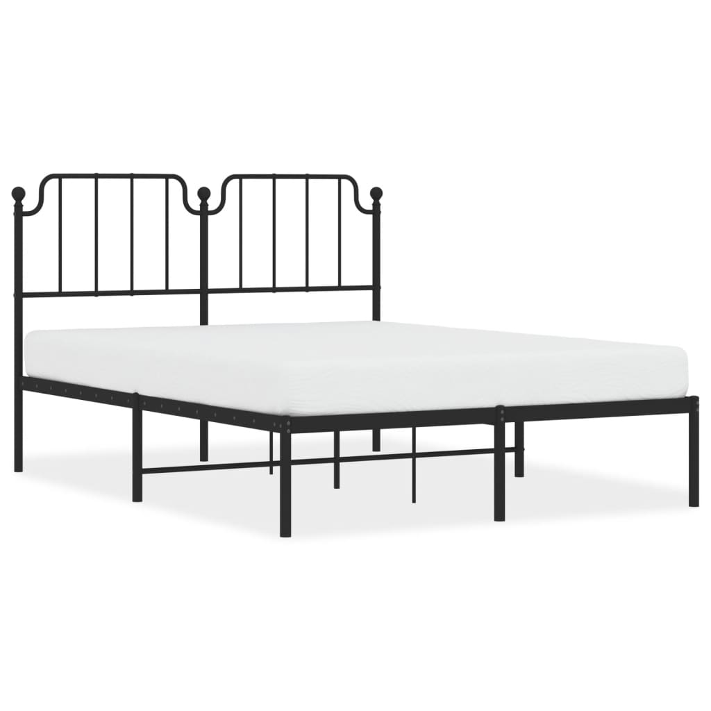 Metalni okvir za krevet s uzglavljem crni 140x190 cm