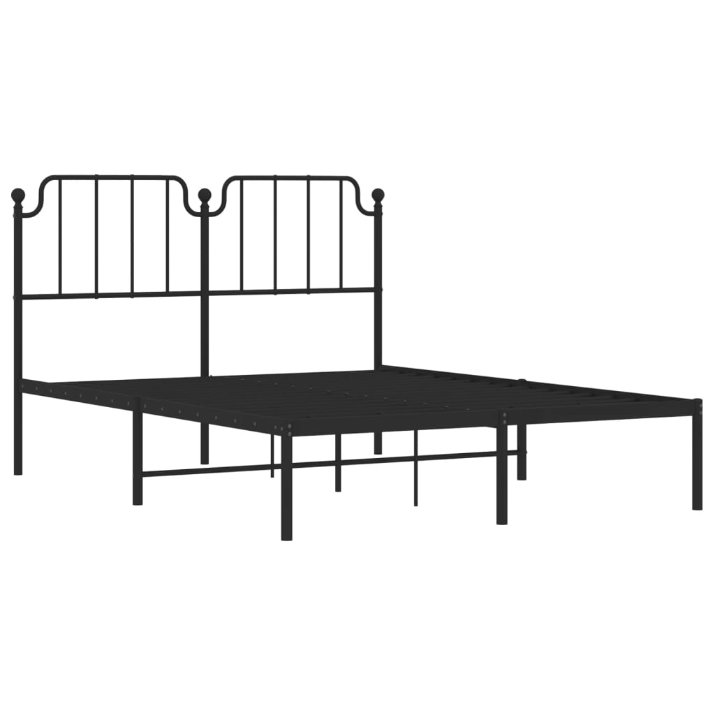 Metalni okvir za krevet s uzglavljem crni 140x190 cm