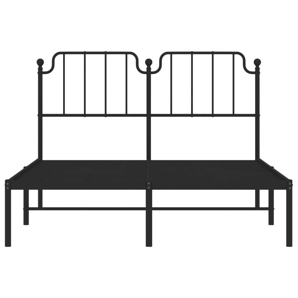 Metalni okvir za krevet s uzglavljem crni 140x190 cm