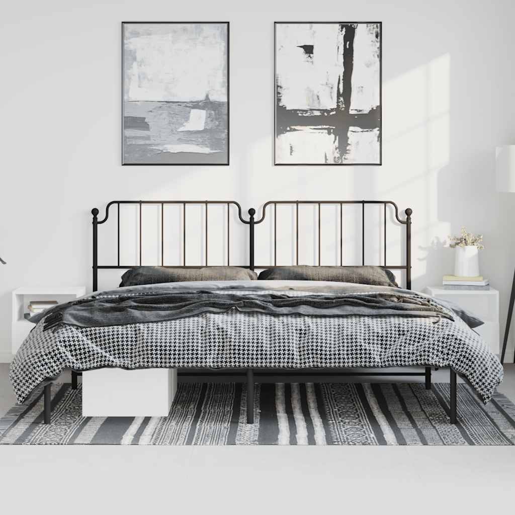 Metalni okvir za krevet s uzglavljem crni 183x213 cm