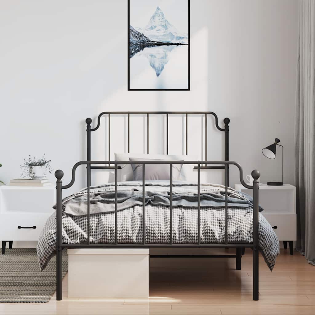 Metalni okvir kreveta s uzglavljem i podnožjem crni 100x200 cm