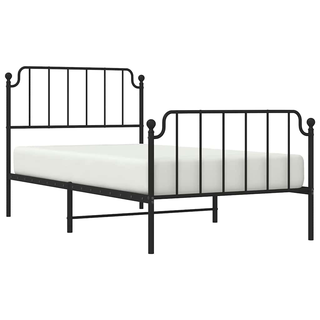 Metalni okvir kreveta s uzglavljem i podnožjem crni 100x200 cm