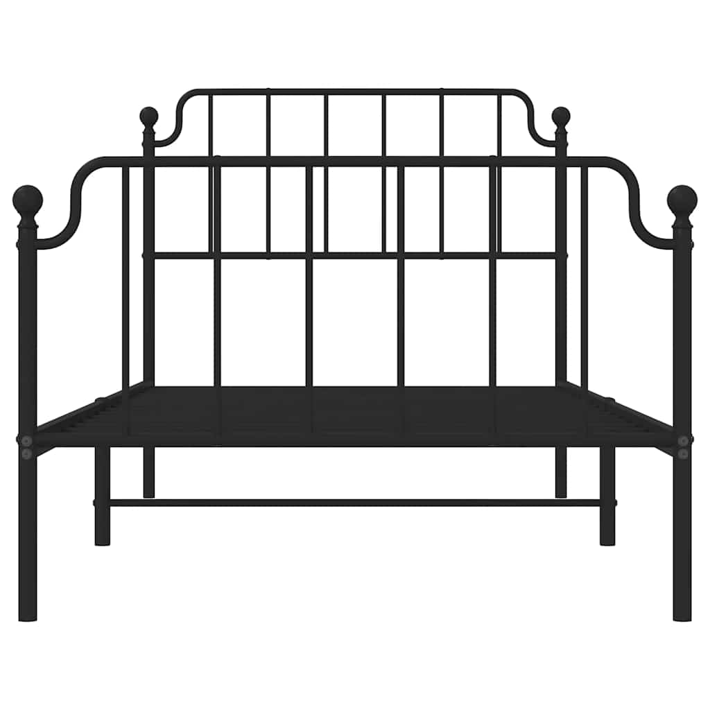 Metalni okvir kreveta s uzglavljem i podnožjem crni 100x200 cm