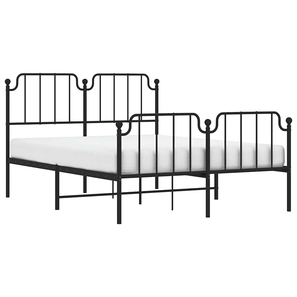 Metalni okvir kreveta s uzglavljem i podnožjem crni 135x190 cm